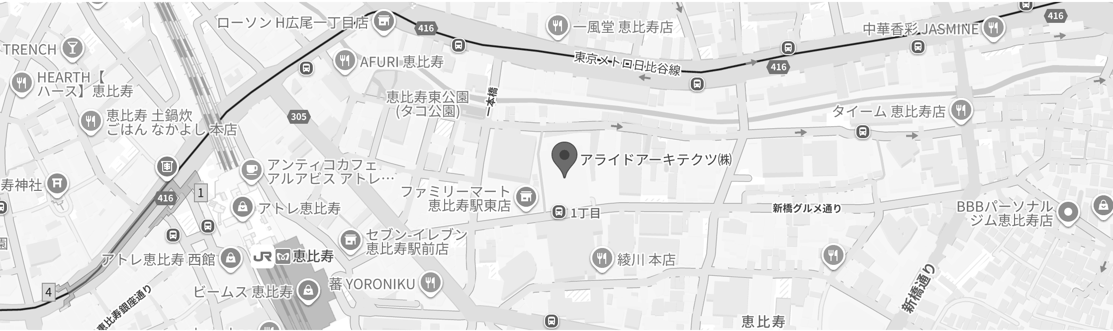 アライドアーキテクツ 恵比寿オフィスの地図